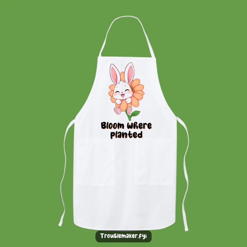 Funny Giggling Bunny Apron: Cute Flower Character Kitchen Fun Gift