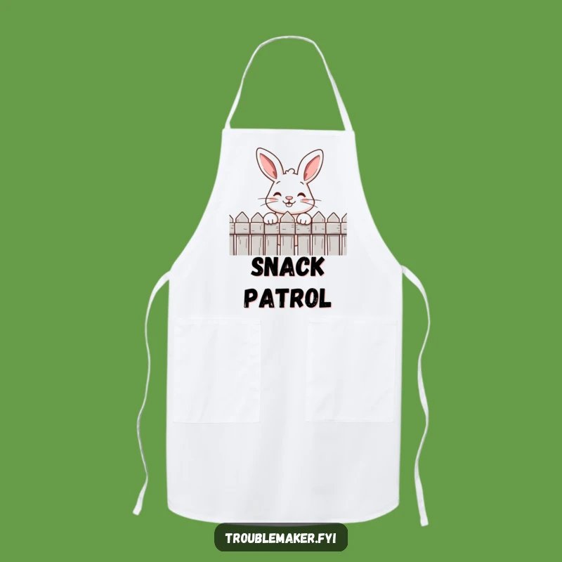 Funny Rabbit Apron: Cheeky Chef Peeking Over Fence, Cooking with Humor