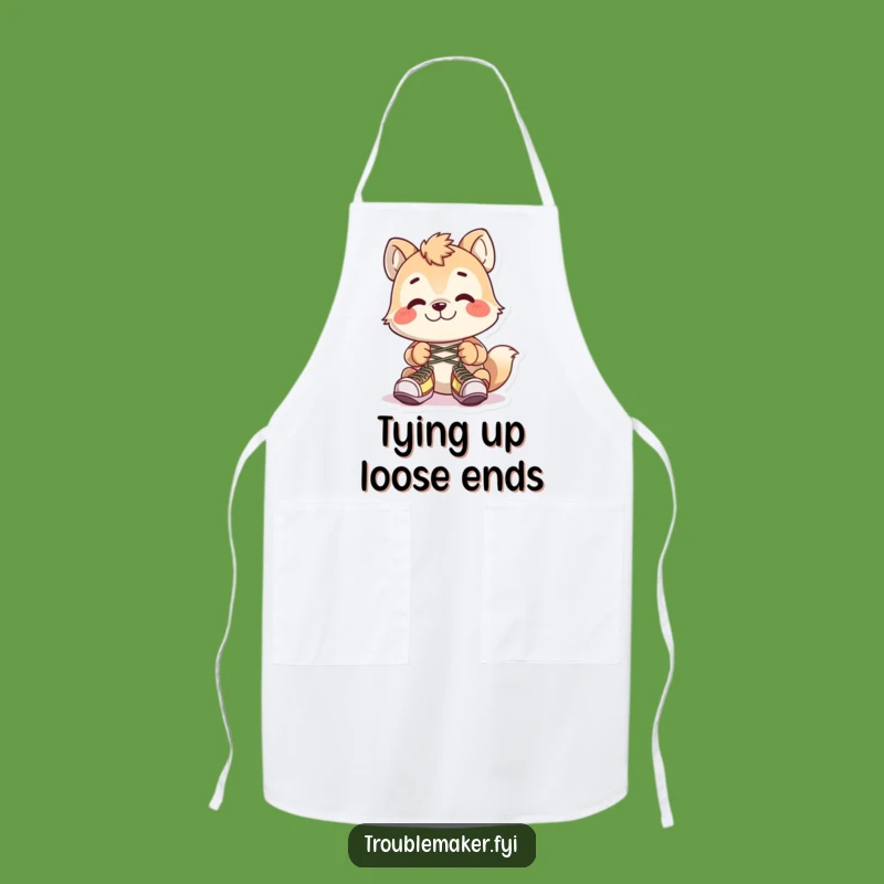 Funny Shoelace Sabotage Apron: Kitchen Pranks with This Hilarious Animal Character