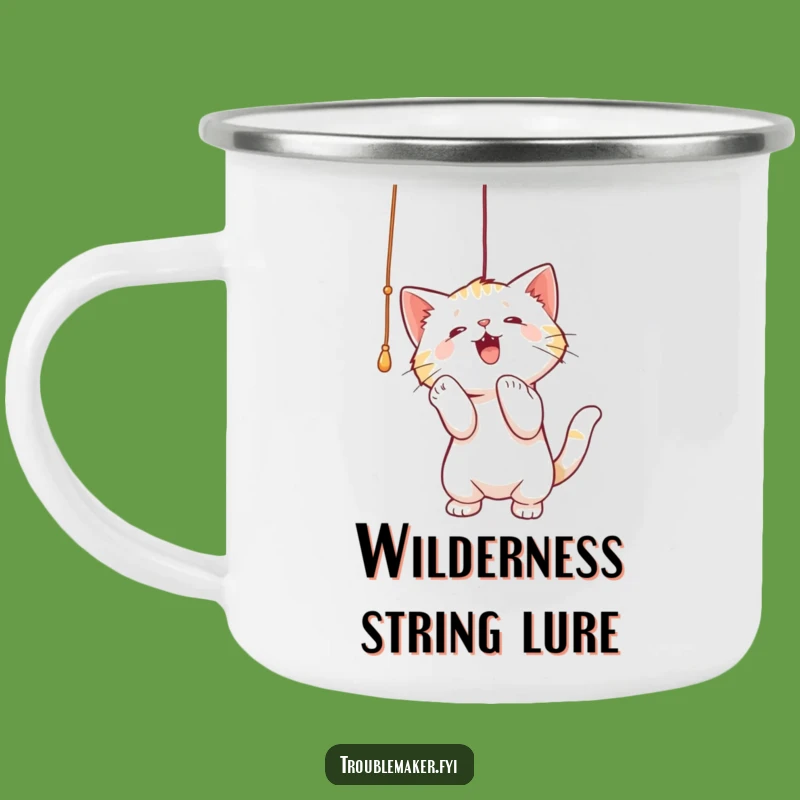 Funny Cat Batting String Camping Mug - Outdoor Playful Gift