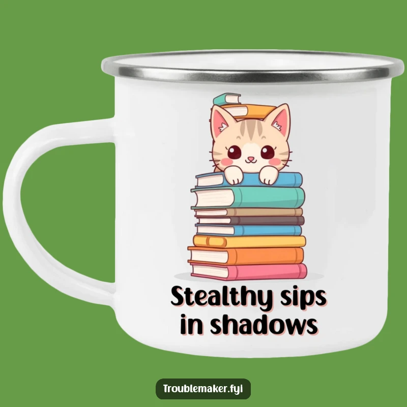 Funny Cat Camping Mug - Mischievous Outdoor Reader's Cup, Perfect Travel Gift