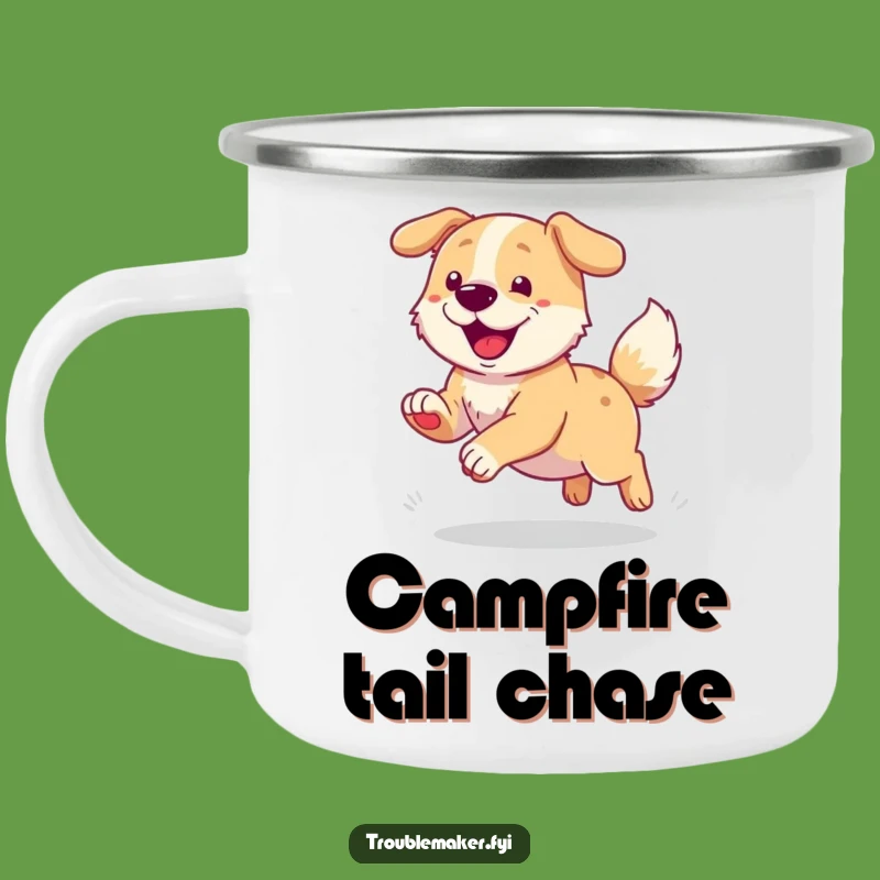 Funny Dog Chasing Tail Camping Mug - Outdoor Joyful Gift