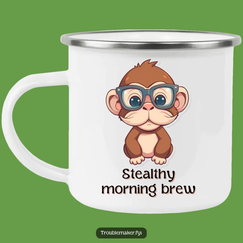 Funny Monkey Disguise Camping Mug: Rustic Humor for Outdoor Adventures