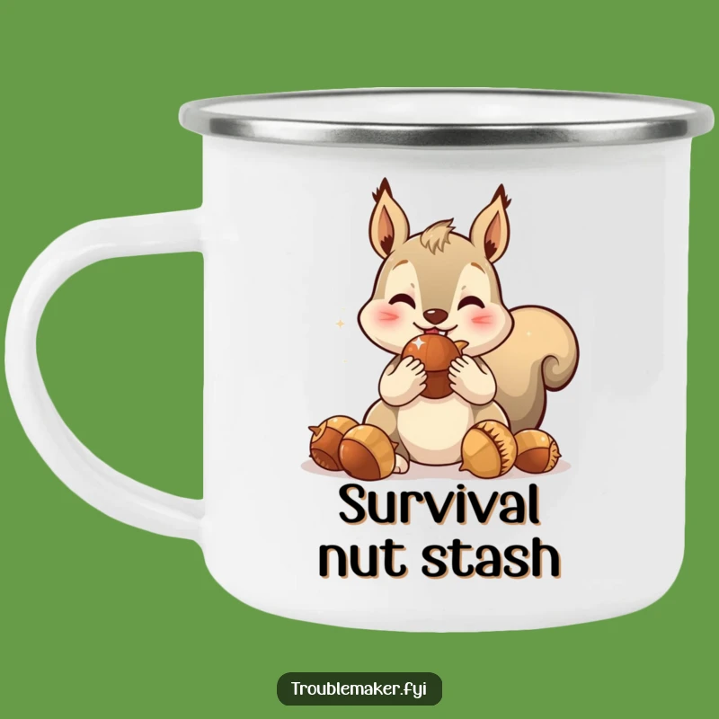 Funny Squirrel Acorn Camping Mug: Spirited Character Outdoor Gift