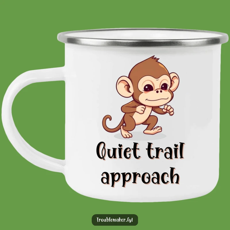 Funny Troublemaker Monkey Camping Mug: Stealthy Primate Brews