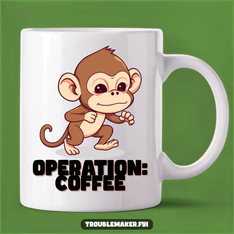 Funny Troublemaker Monkey Mug: Stealthy Primate Mischief Gift