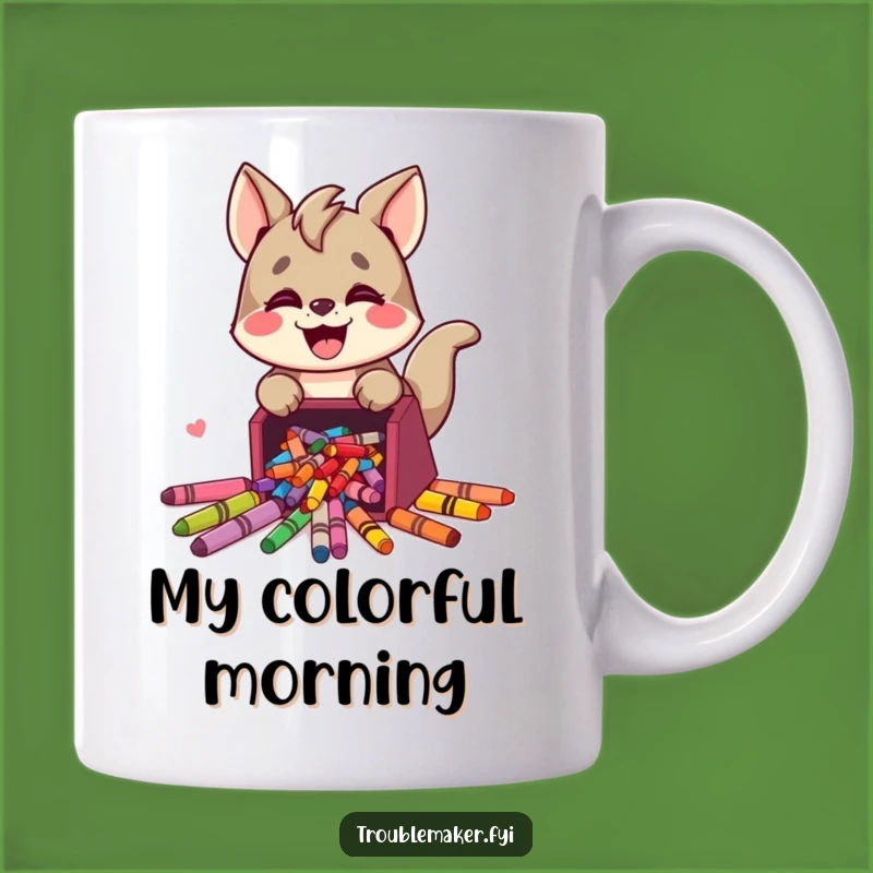 Funny Messy Artist Mug: Trouble Maker Spilling Crayons, Perfect Gift