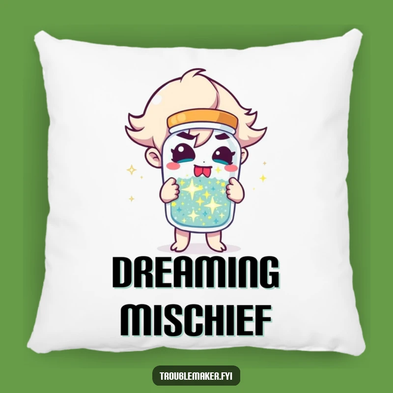 Funny Mischief Jar Pillow: Cozy Comfort with a Sparkly Twist