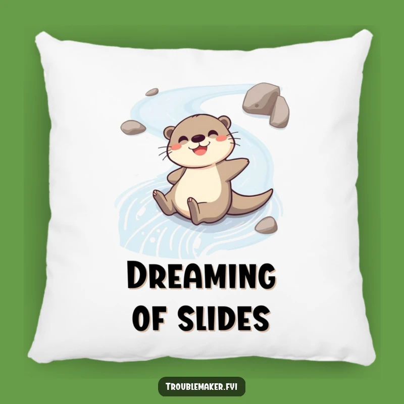 Funny Cheerful Otter Pillow: Sliding River Character Cozy Cushion