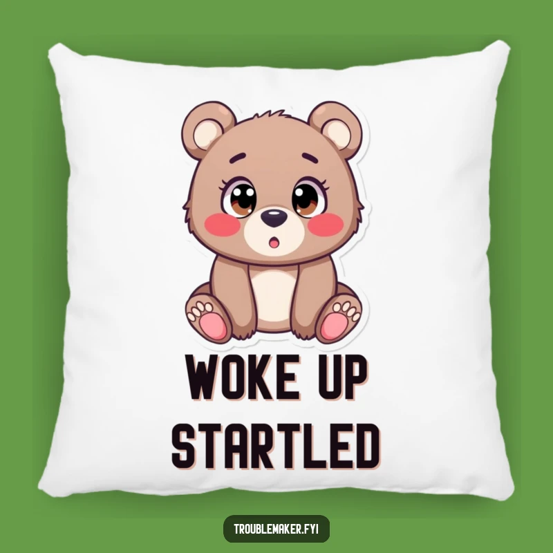 Funny Bear Cub Eyes Pillow: Cozy Up with Adorable Surprise Humor