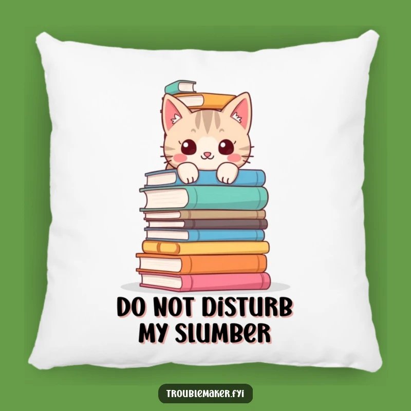 Funny Cat Pillow - Cozy Mischievous Bookworm Cushion, Perfect Humorous Home Decor Gift