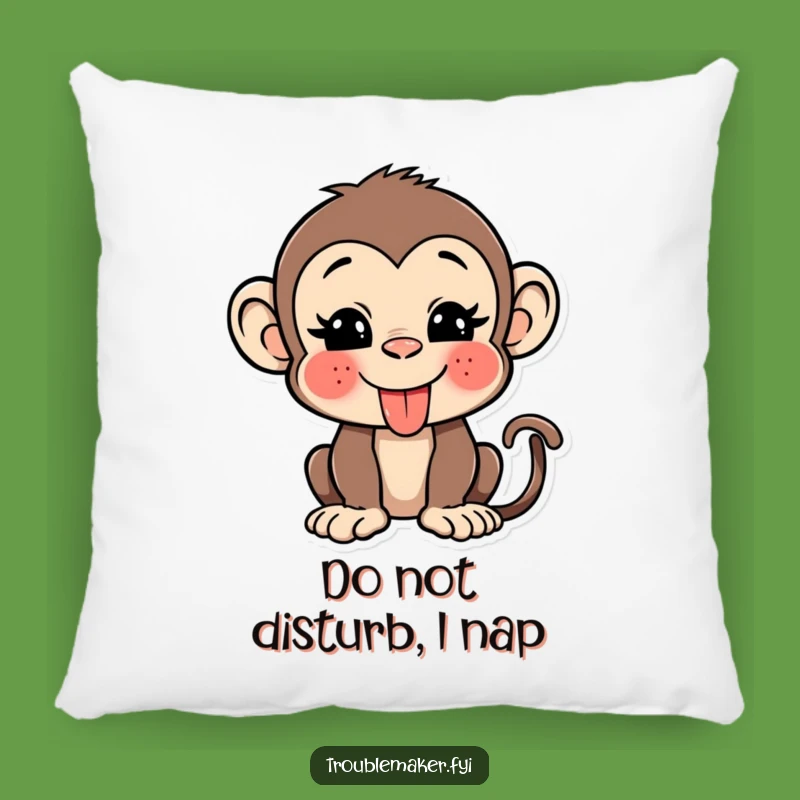 Funny Monkey Tongue Wink Pillow: Cuddle Up with Cute & Cheeky Charm!