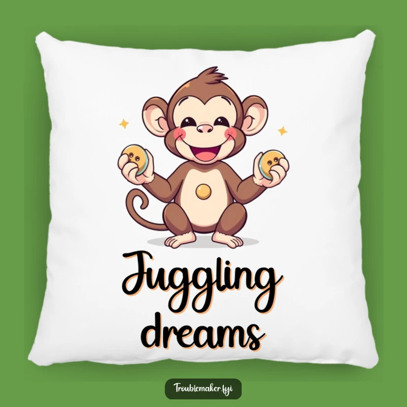Funny Monkey Juggling Buttons Pillow: Soft Comfort with a Side of Playful Antics
