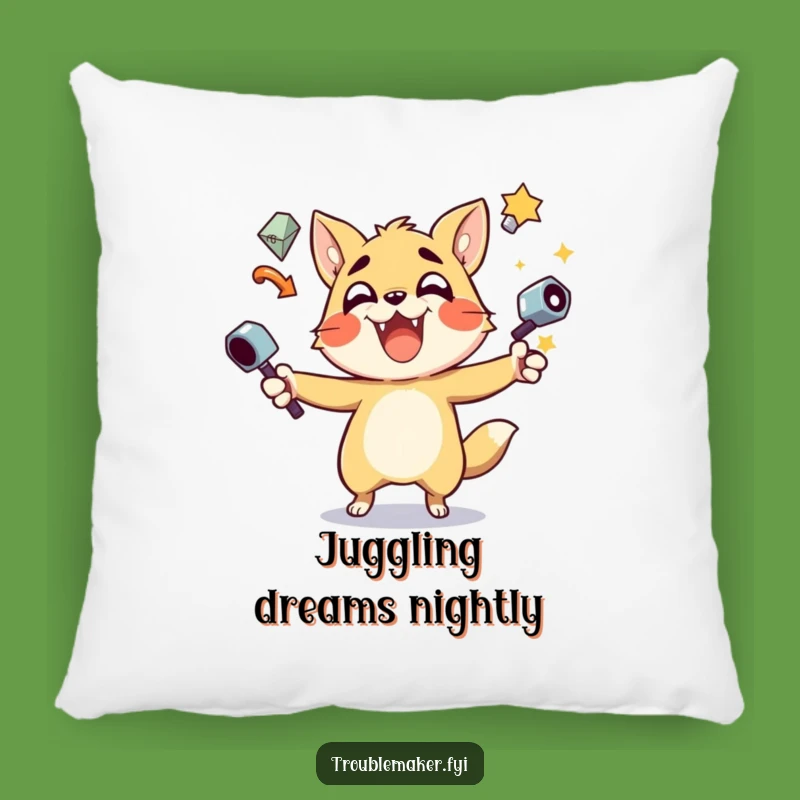 Funny Juggling Troublemaker Pillow: Snuggle Up to Mayhem with this Animal Pillow Gift