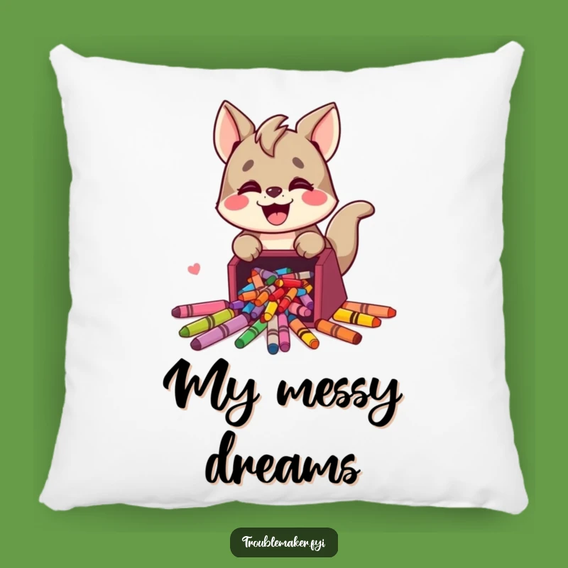 Funny Messy Artist Pillow: Crayon Spill Comfort, Comfy & Hilarious Gift