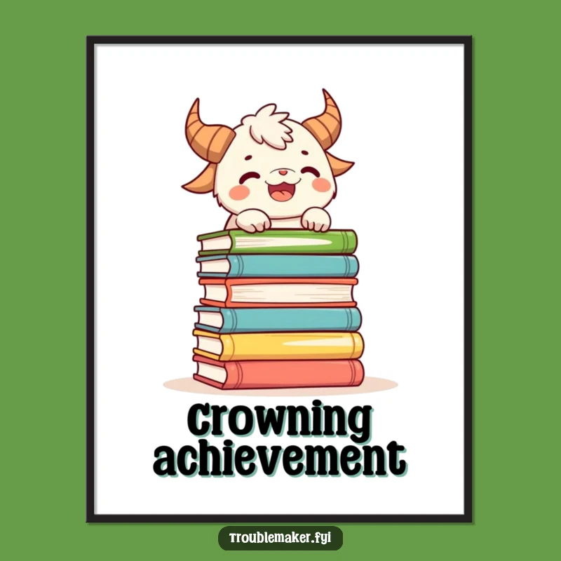 Funny Book Balance Creature Digital Art: Downloadable Literary Humor Print