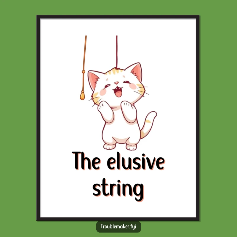 Funny Cat Batting String Print - Instant Playful Wall Decor