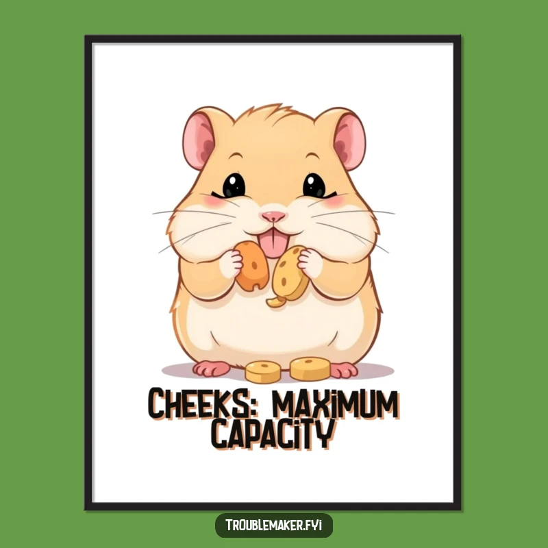 Funny Hamster Art Print: Hilarious Treat Hoarder for Your Walls