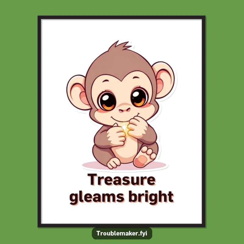 Funny Monkey Treasure Digital Print - Bring Primate Mystery to Your Walls Instantly!
