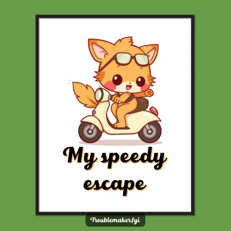 Funny Runaway Scooter Troublemaker Digital Art: Bring Speed Home with this Animal Print Gift