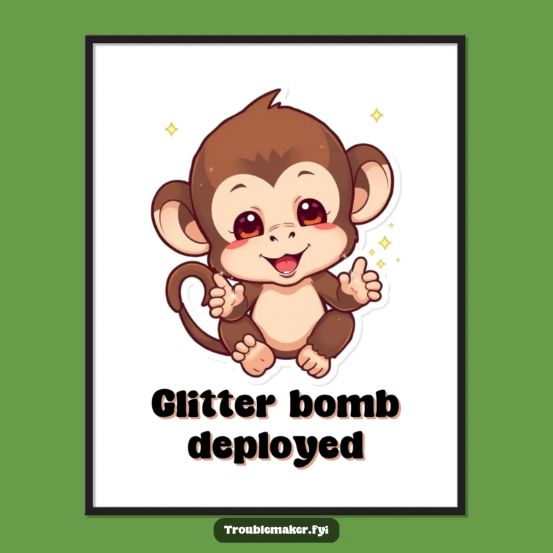 Funny Sparkle Monkey Digital Art: Enchanting Primate Print