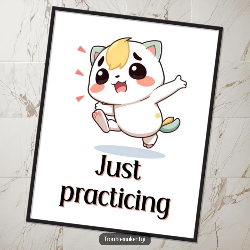 Funny Digital Art Print of a troublemaker character hilariously tripping, offering an instant dose of comic relief and playful charm.