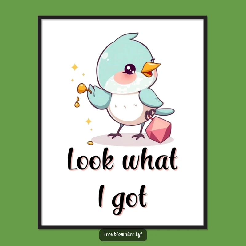 Funny Bird Art Print: Hilarious Trinket Thief for Your Walls