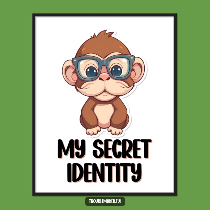 Funny Monkey Disguise Digital Art: Hilarious Primate Illustration Print