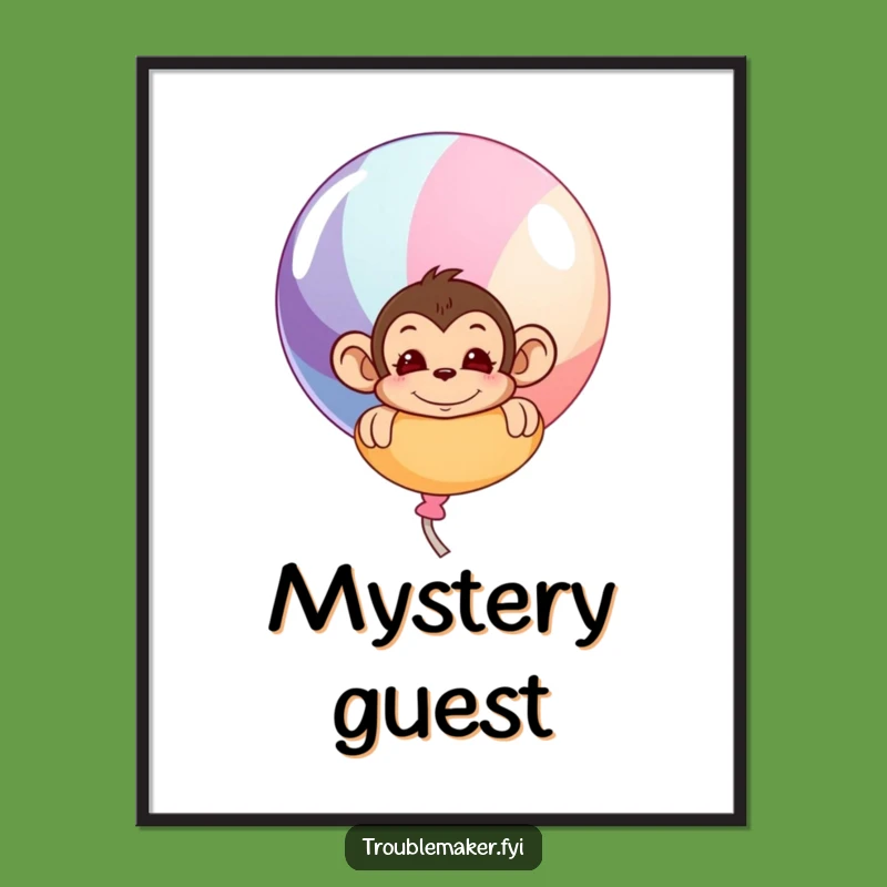 Funny Monkey Balloon Digital Art - Instant Download for Whimsical Wall Decor