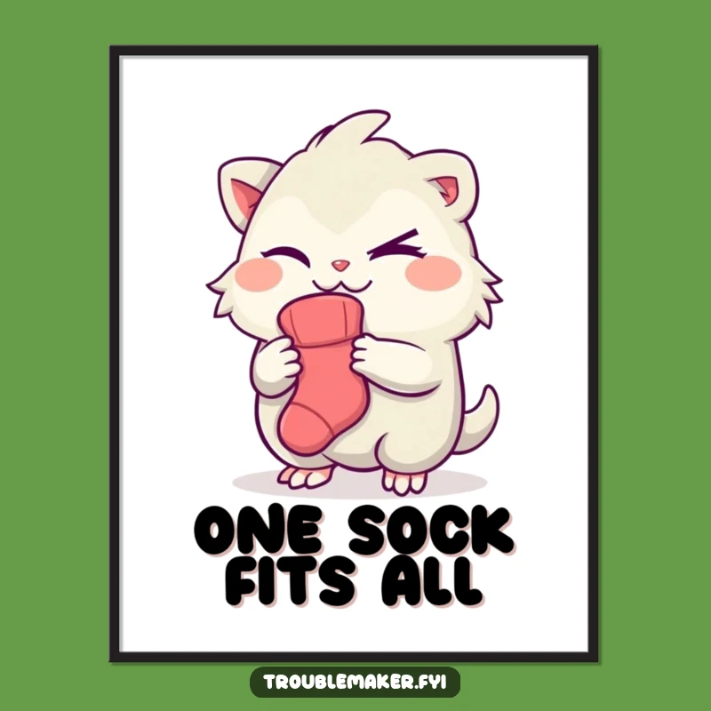 Funny Creature Sock Thief Digital Art - Hilarious Printable Decor for Laundry Rooms