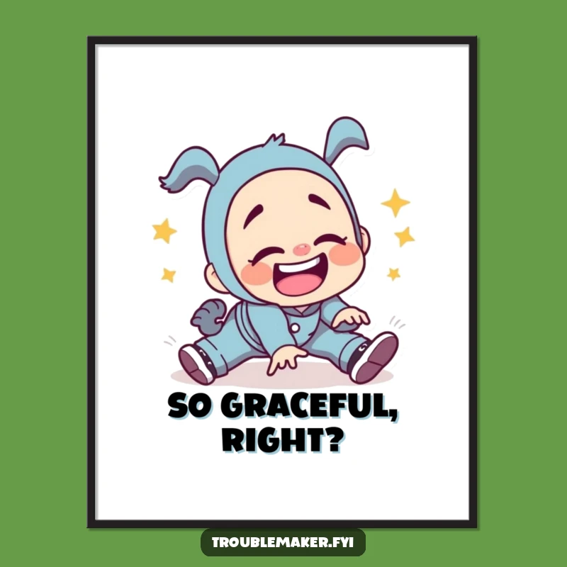 Funny Troublemaker Tripping Digital Art: Instant Hilarious Decor, Perfect Funny Gift Download