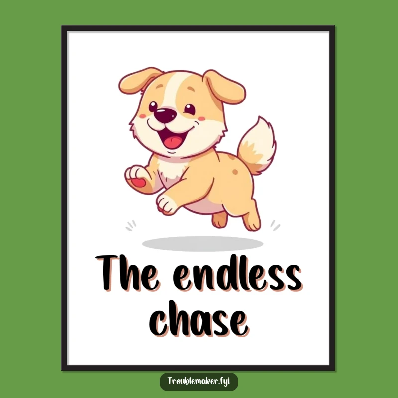 Funny Dog Chasing Tail Print - Instant Joyful Wall Decor