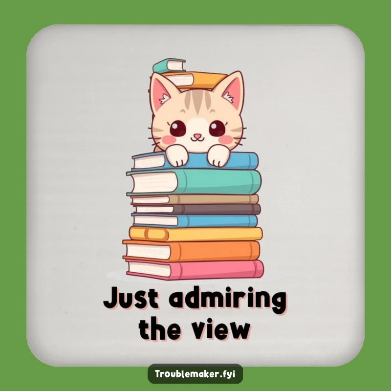 Funny Cat Coasters - Mischievous Book Lover Set, Hilarious Decor for Tables