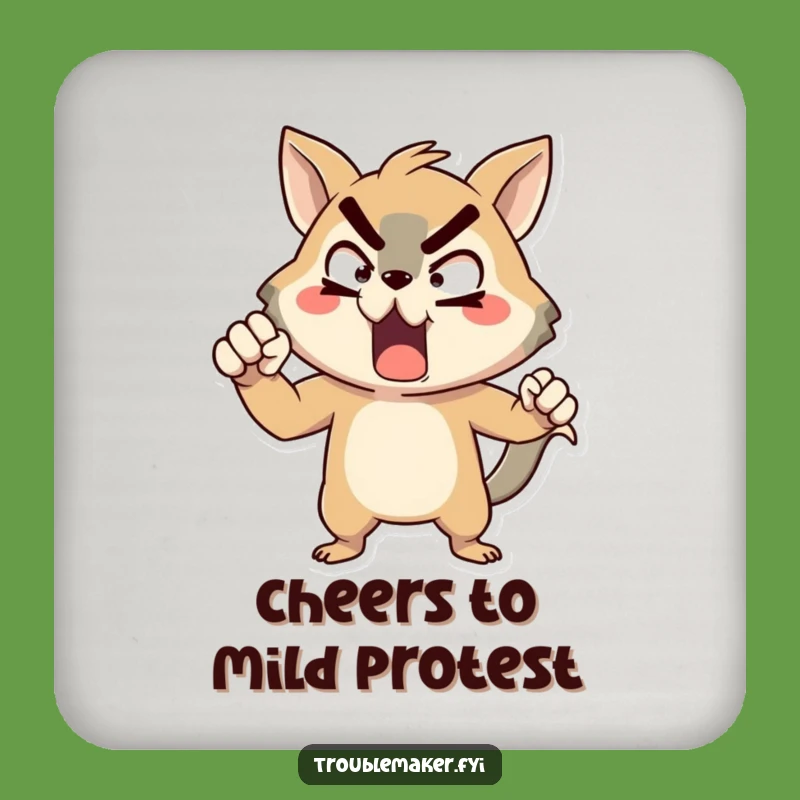 Funny Defiant Animal Coasters (Set of 4) - Exaggerated Pose Protection with Sass