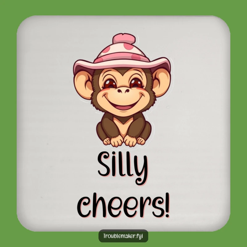 Funny Monkey Hat Drink Coaster - Protect Surfaces with Comical Charm