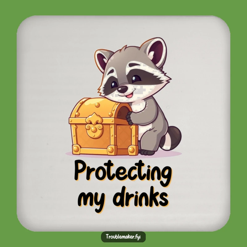 Funny Raccoon Coasters - Cheeky Treasure Hunter Set, Hilarious Decor for Adventurous Homes