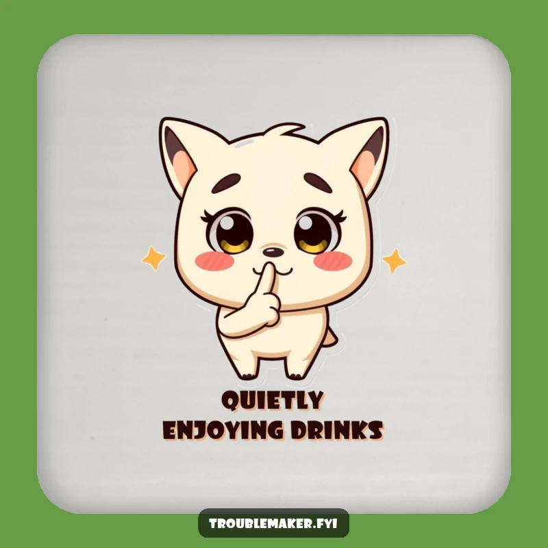 Funny Troublemaker Shush Drink Coaster - Hilarious Protector for Secret Surfaces