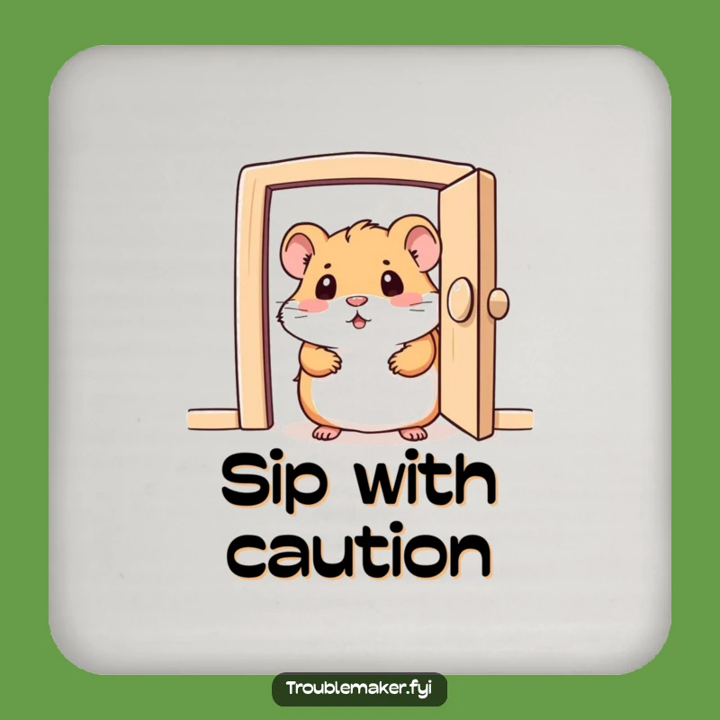 Funny Curious Hamster Coaster Set: Peeking Character Drink Protection