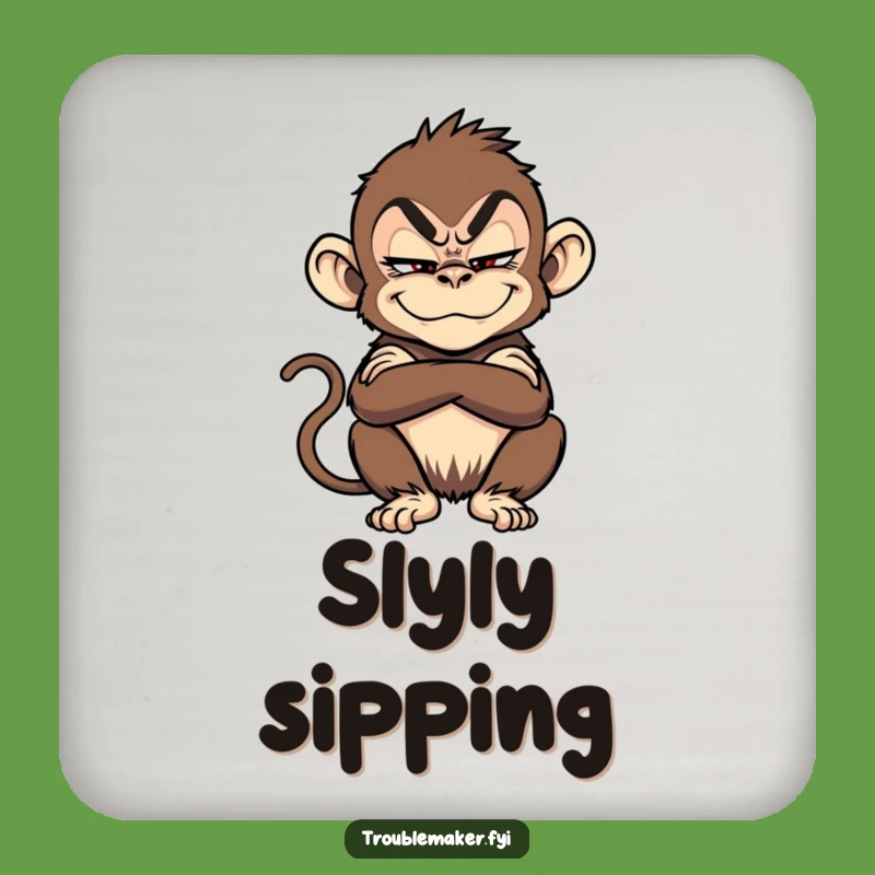 Funny Troublemaker Monkey Drink Coasters: Protect Surfaces with Sly Style