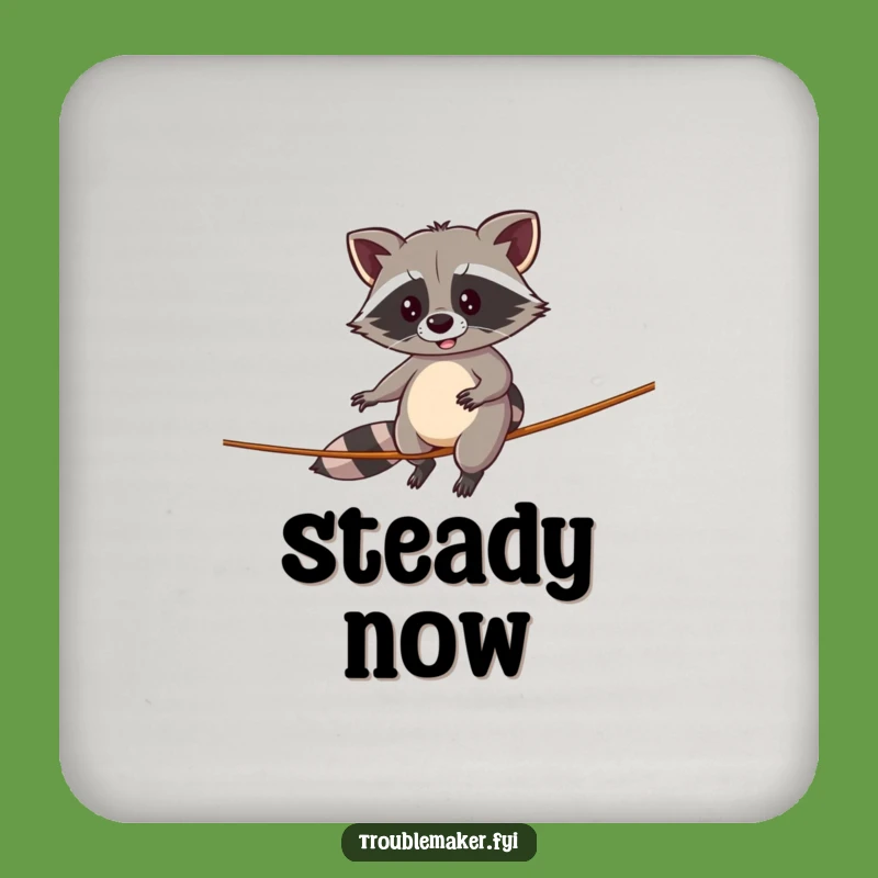 Funny Raccoon Coaster: Tightrope Walker, Protects Surfaces with Humor