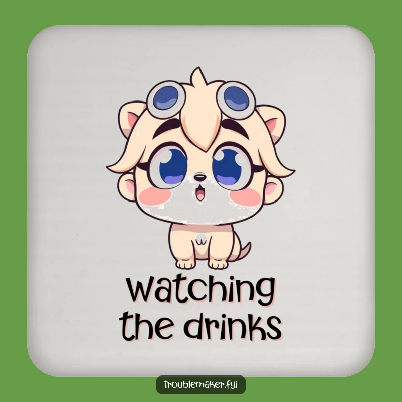 Funny Curious Troublemaker Drink Coaster - Hilarious Protector for Surfaces of Wonder