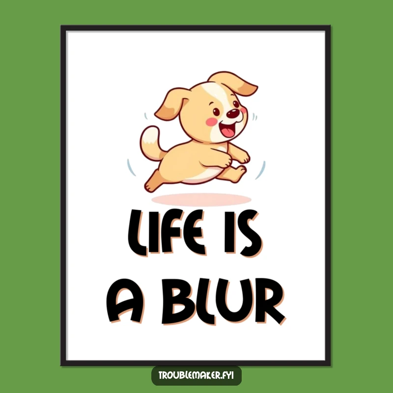 Funny Dog Poster - Playful Tail Chase Art, Hilarious Wall Decor for Dog Enthusiasts