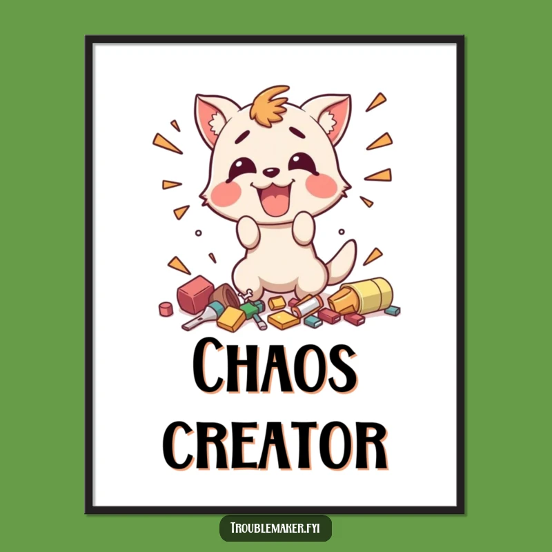 Funny Messy Animal Poster - Whimsical Chaos Art, Ideal Funny Gift Decor