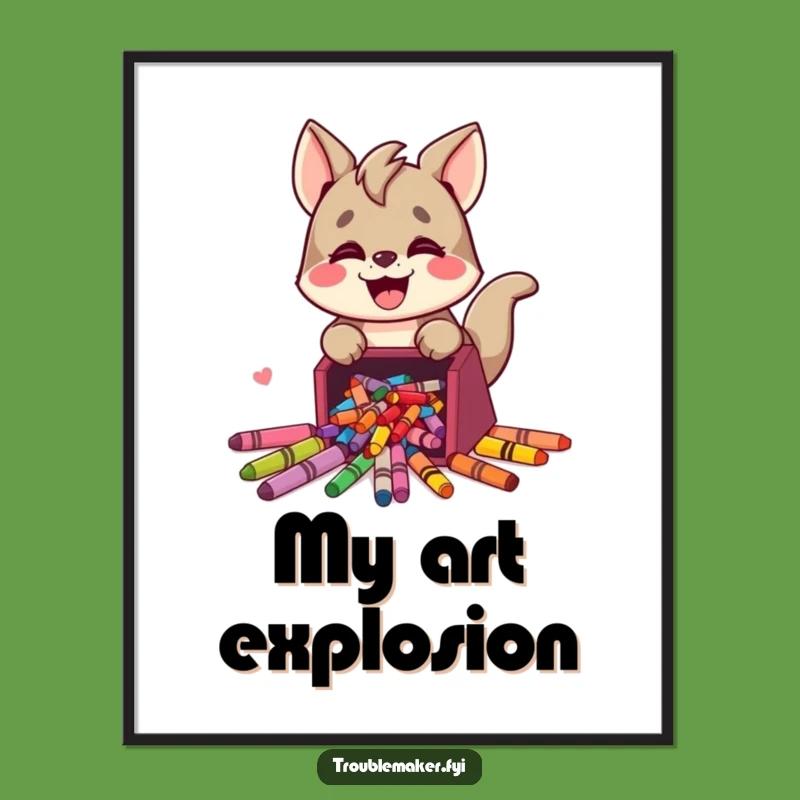 Funny Messy Art Poster: Crayon Spill Art, Hilarious Wall Decor Gift