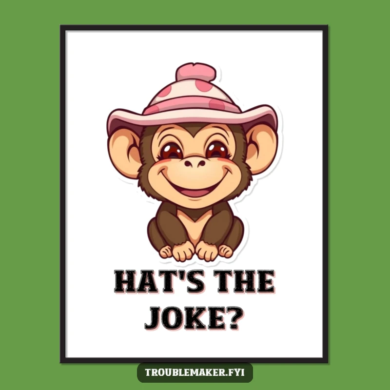 Funny Monkey Impish Hat Poster - Cheerful Wall Art for Amusing Spaces