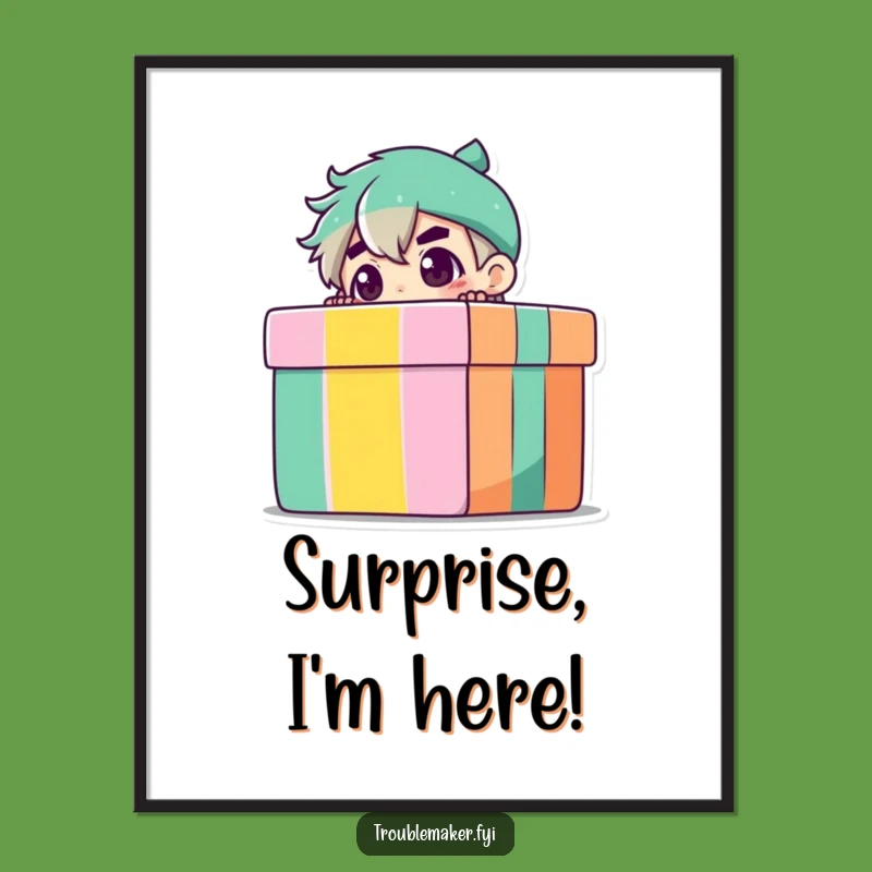 Funny Peeking Troublemaker Poster: Hilarious Wall Art for Curious Minds