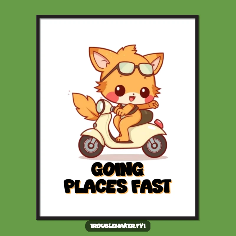 Funny Runaway Scooter Troublemaker Poster: Decorate with Speed and this Animal Art Gift