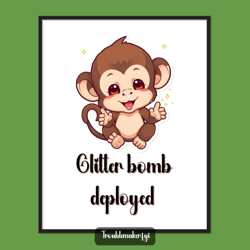 Funny Sparkle Monkey Poster: Enchanting Primate Art for Walls