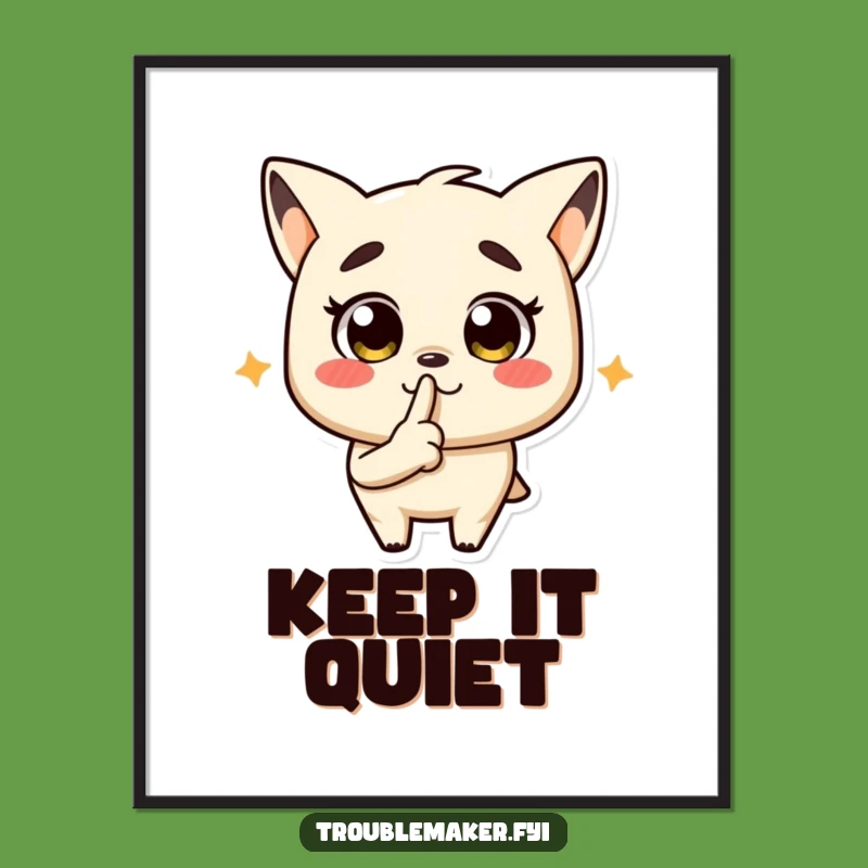Funny Troublemaker Shush Poster - Hilarious Wall Art for Secret Keepers
