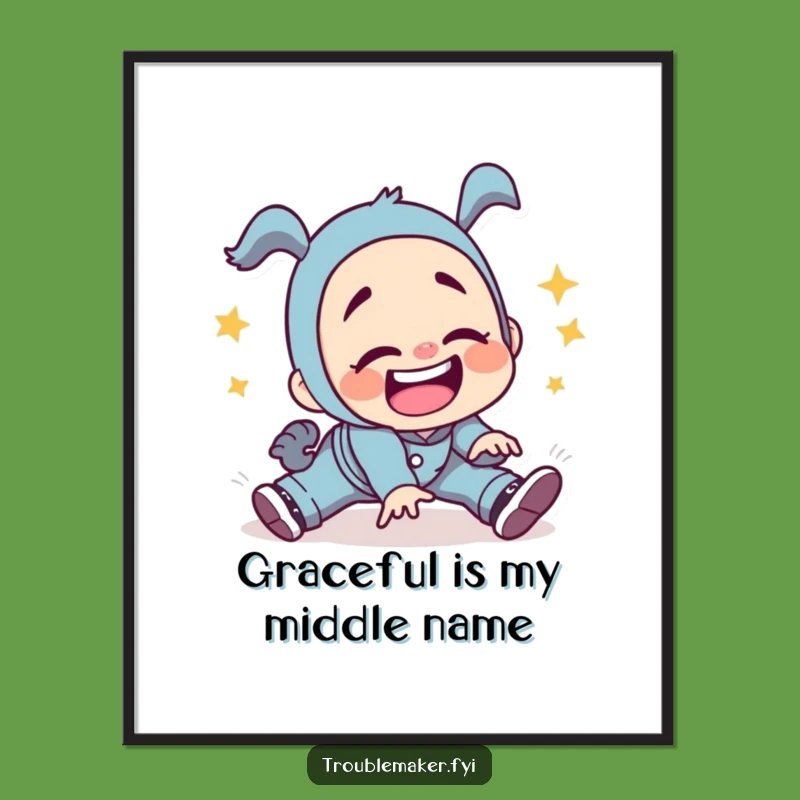 Funny Troublemaker Tripping Poster: Hilarious Character Art, Perfect Wall Decor Gift